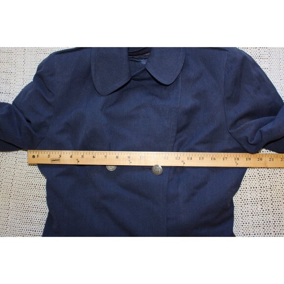 Vintage US Air Force Army 100% Wool Blue Trench Coat Size 14 L Military Heavy - Picture 2 of 12